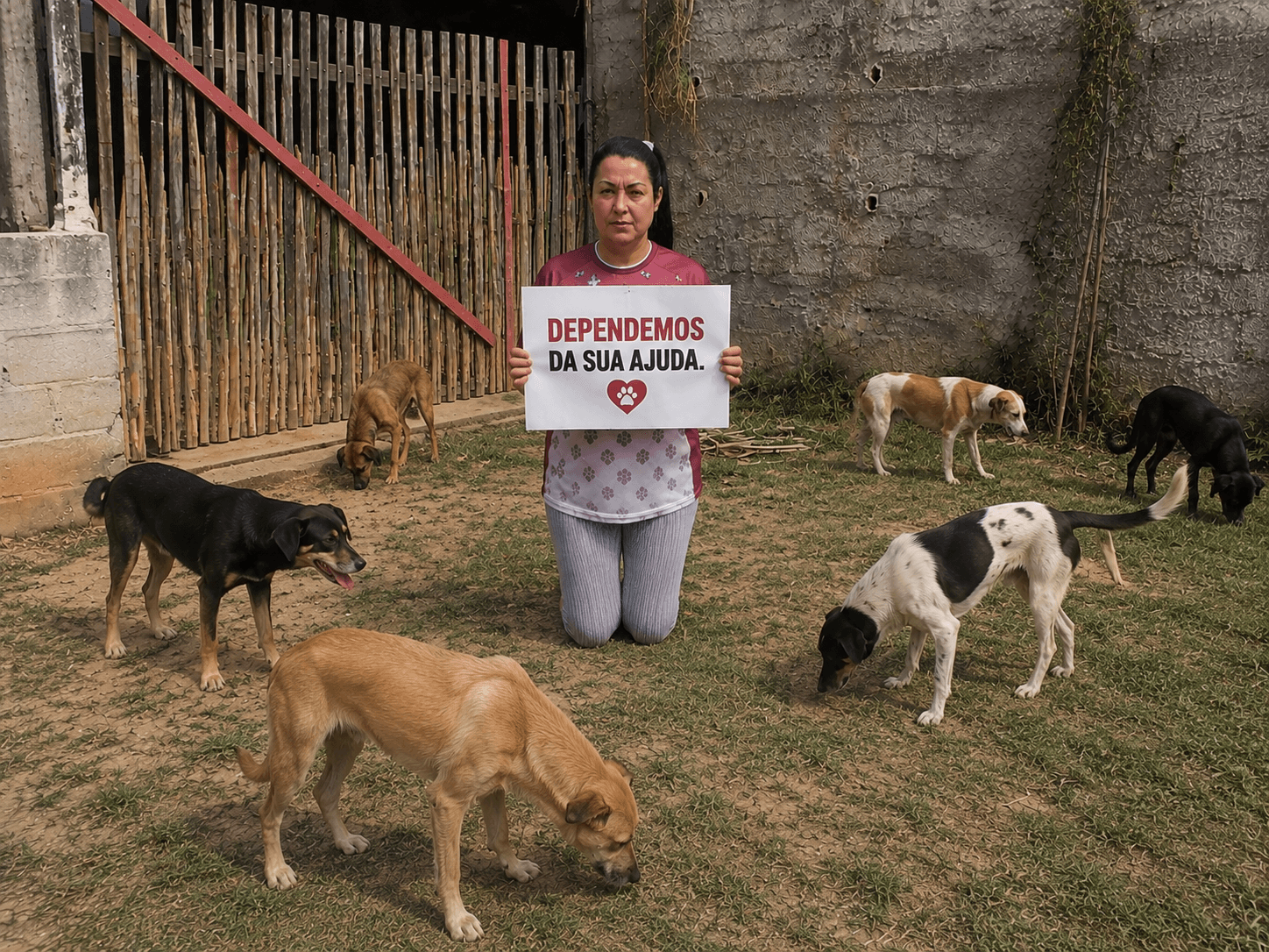 Refúgio dos Anjinhos no abrigo com os cães e gatos resgatados